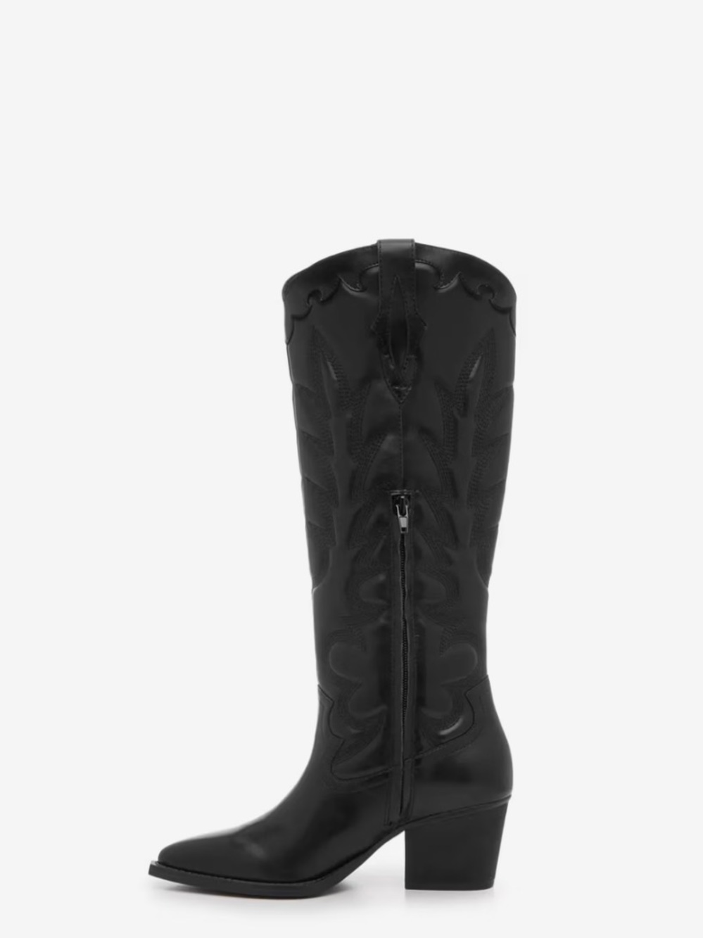 Crown Vintage Black Embroidered Western Knee Boot - Picture 2 of 7
